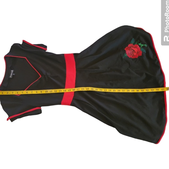 SOURPUSS Dollface Black With Red Rose Detail & Trim (S) - Picture 11 of 14